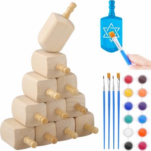 Paquete de 12 camisetas giratorias de madera sin terminar con acuarelas de 3 pulgadas de madera natural para decoraciones de Hanukkah, manualidades Paquete de 12 camisetas giratorias de madera sin terminar con acuarelas de 3 pulgadas de madera natural para decoraciones de Hanukkah, manualidades