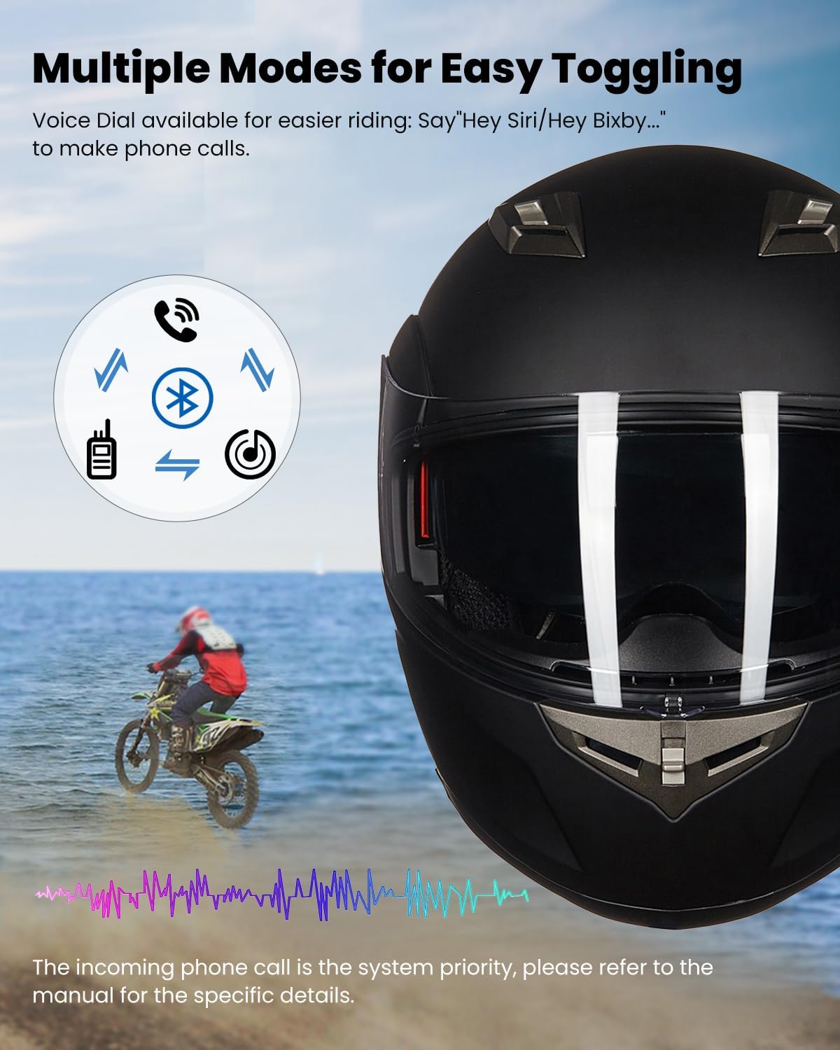 ILM Bluetooth integrado modular Flip up casco de motocicleta de cara completa escudo solar MP3 intercomunicador modelo 953953 PRO