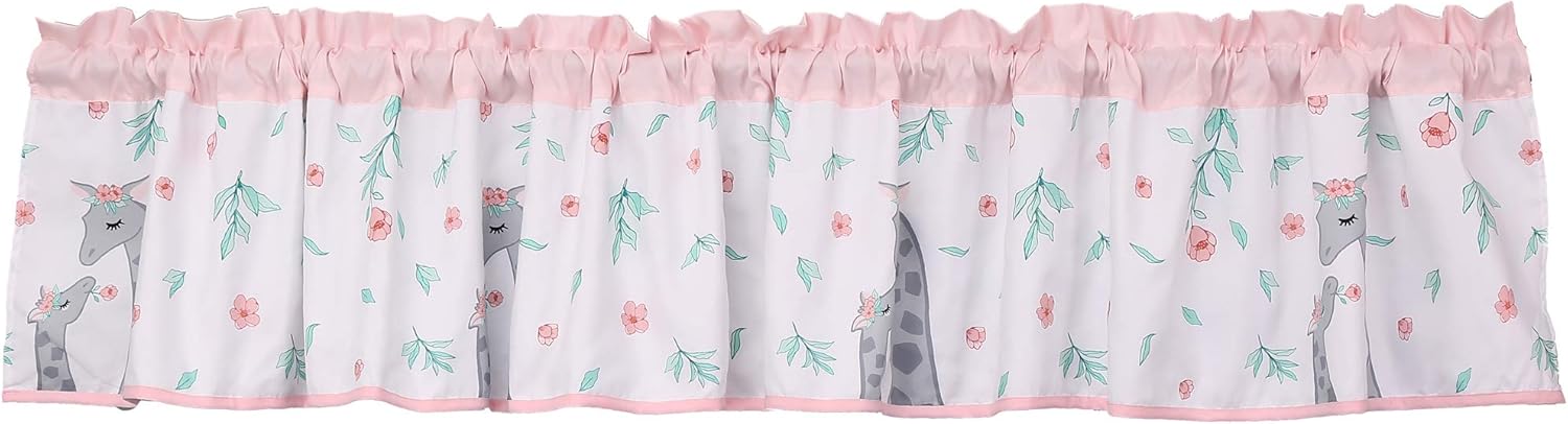 Juego de ropa de cama de cuna de jirafa rosa para niñas, juego de ropa de cama de cuna de jirafa floral incluye colchasábana bajera, falda, cenefa