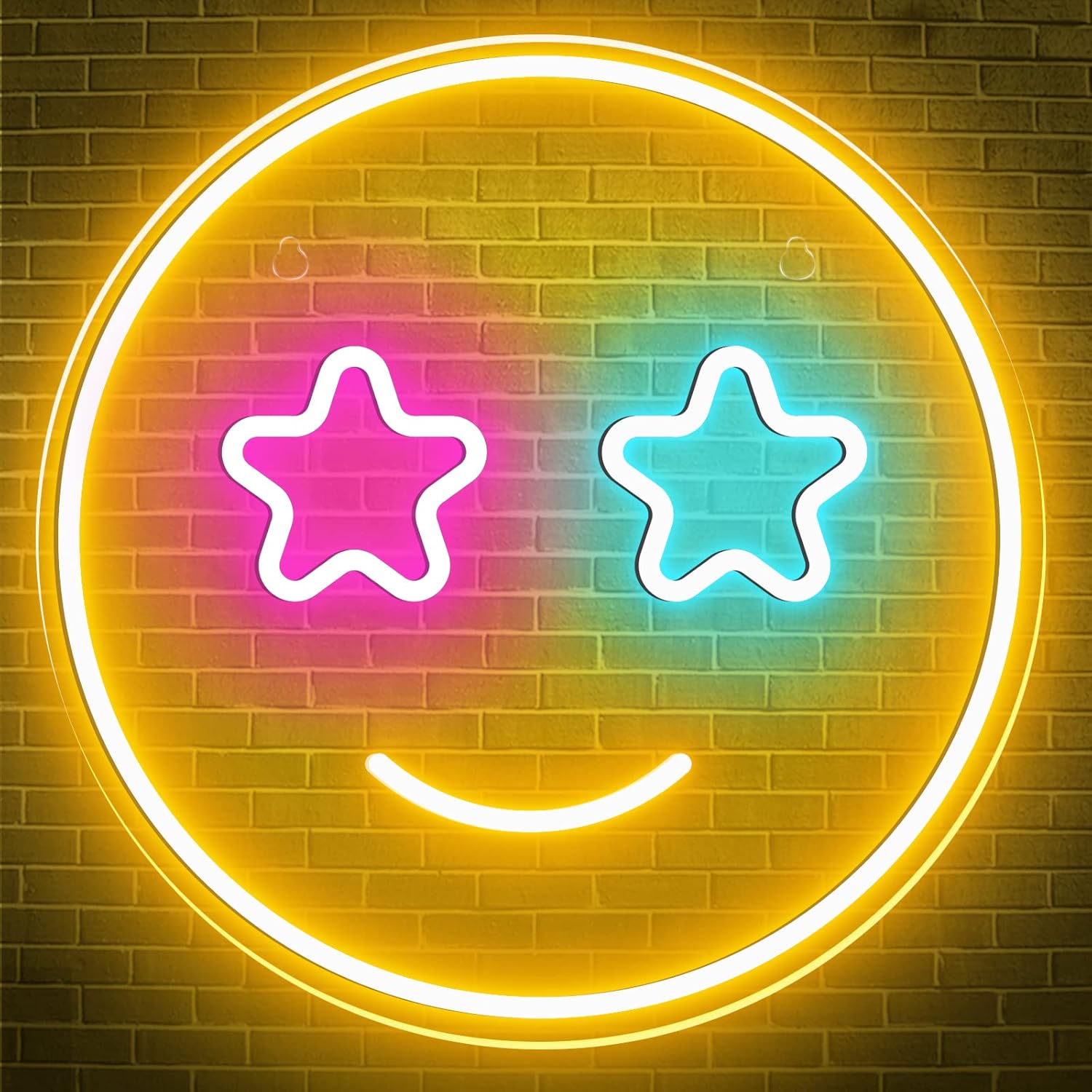 Letrero de neón de cara sonriente, letrero de neón regulable para decoración del hogar, luces LED de neón, decoración de pared, letrero de neón