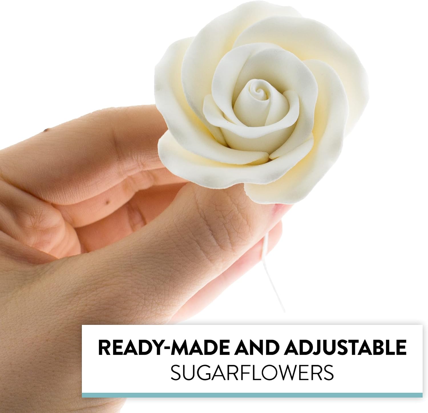 Global Sugar Art Flores de pastel de azúcar y rosas de té, color blanco, alambre grande, 12 unidades por el chef Alan Tetreault
