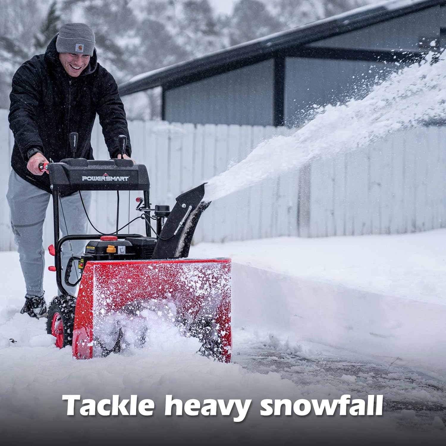 PowerSmart Soplador de nieve de 24 pulgadas, 2 etapas, motor de 212 cc, alimentado a gas con arranque eléctrico PS24