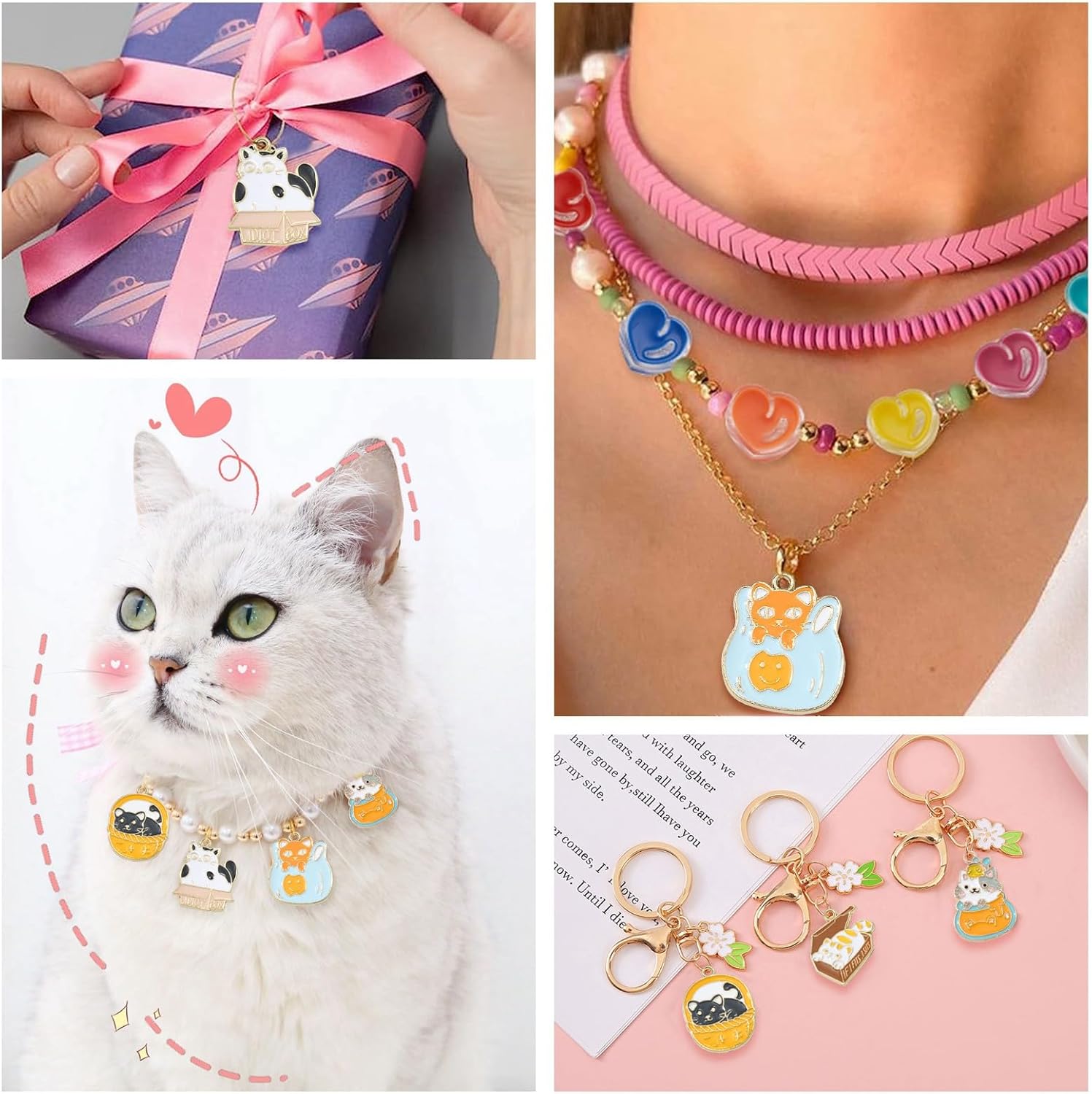 DanLingJewelry Dijes colgantes esmaltados de varios estilos de formas surtidas para hacer joyas y bricolaje, No es una piedra preciosa