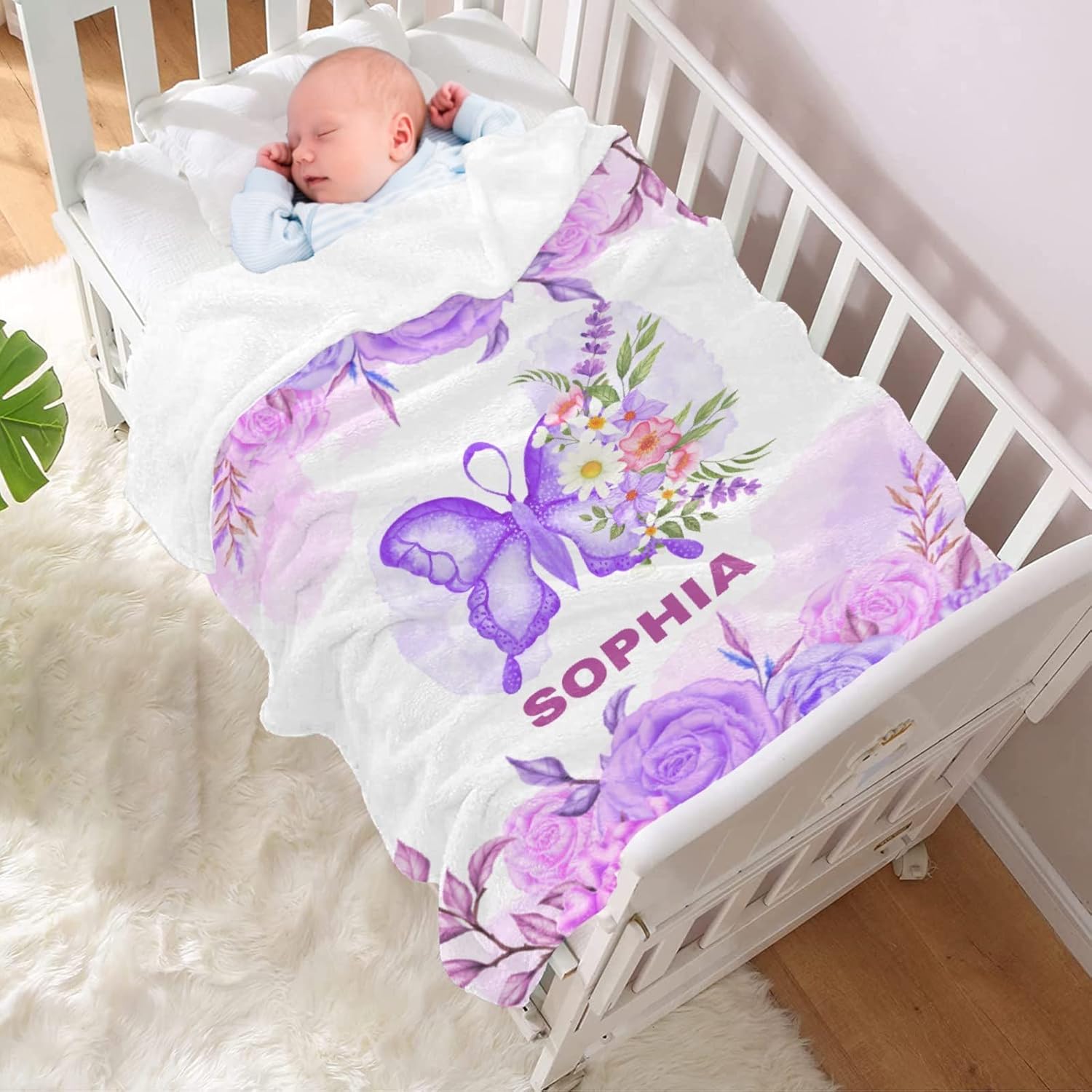 Mantas de mariposa con nombre personalizado, añade tu propio texto, acogedora manta ligera de felpa decorativa para adolescentes, niños, regalo