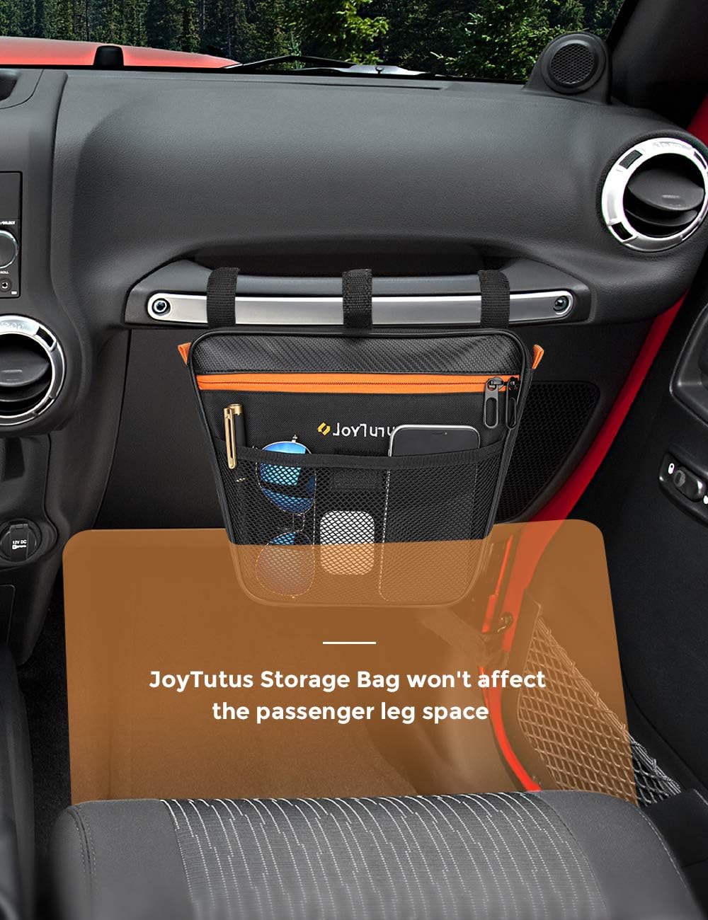 JOYTUTUS Bolsa de almacenamiento con asa de agarre para pasajeros, bolsa organizadora de almacenamiento para teléfono, bolsa organizadora multiusos