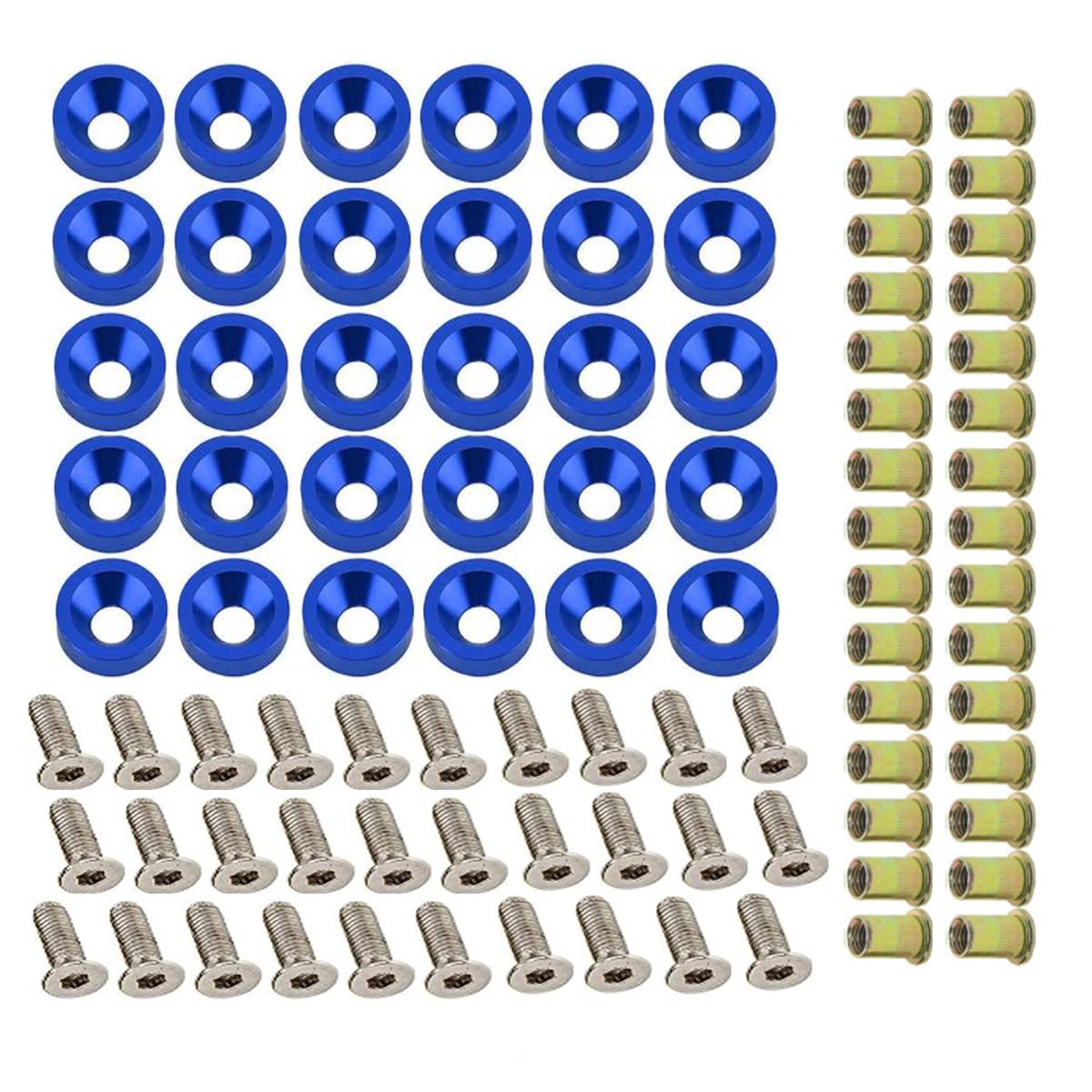 30 piezas de arandelas de aluminio CNC Billet, pernos de acero inoxidable, tuercas remachables de acero al carbono para parachoques guardabarros,
