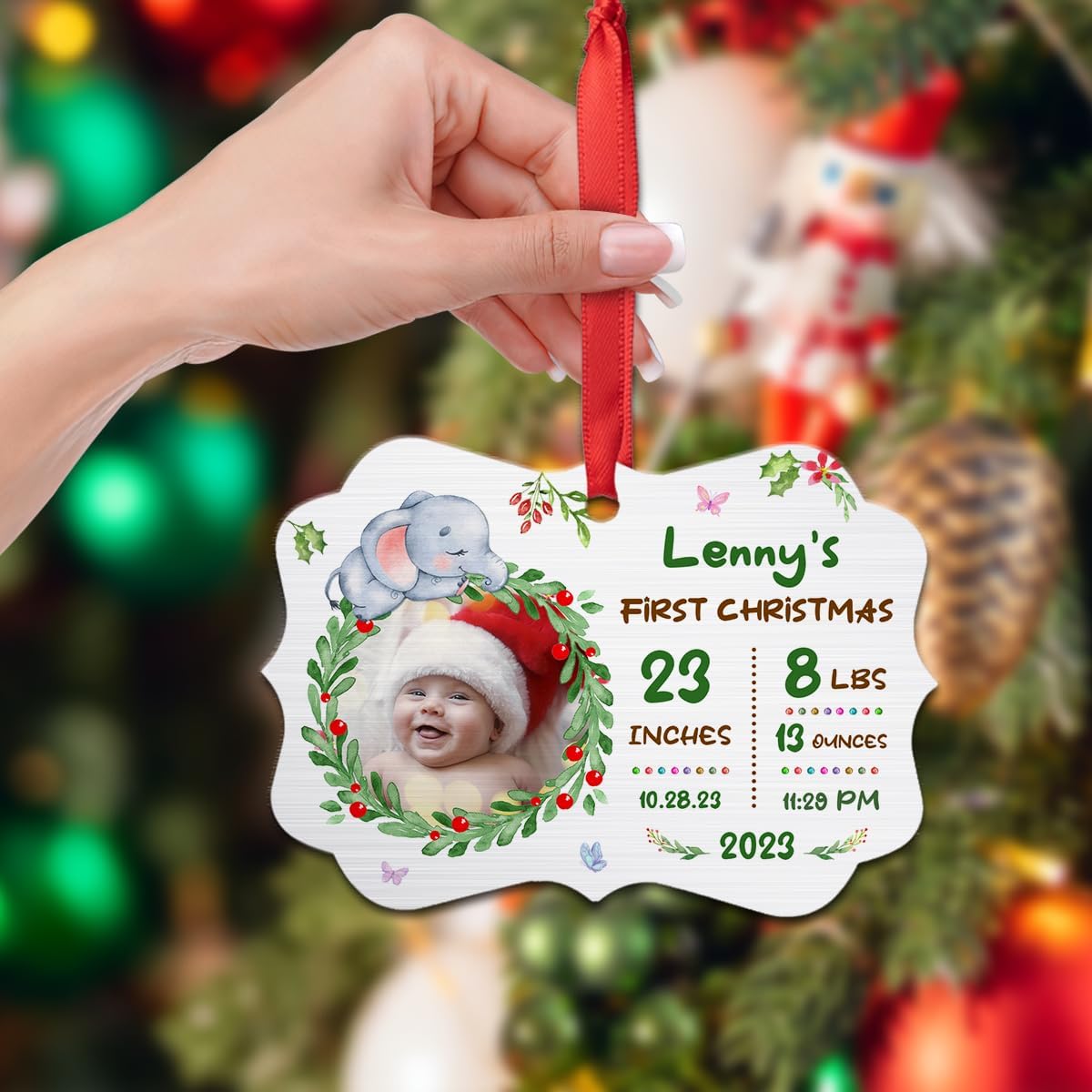 Adorno personalizado para la primera Navidad del bebé, adornos de aluminio para la primera Navidad, recuerdo, decoración de árbol de Navidad, regalos