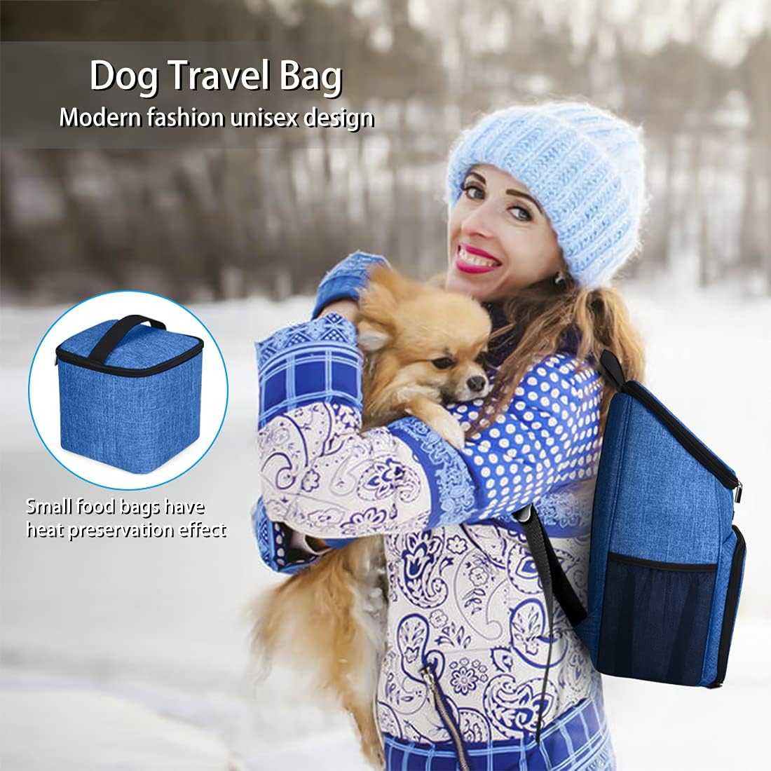 BAGLHER Bolsa de viaje para perros, mochila aprobada por aerolíneas, mochila de viaje para perros con 2 cuencos plegables de silicona y 2 cestas de