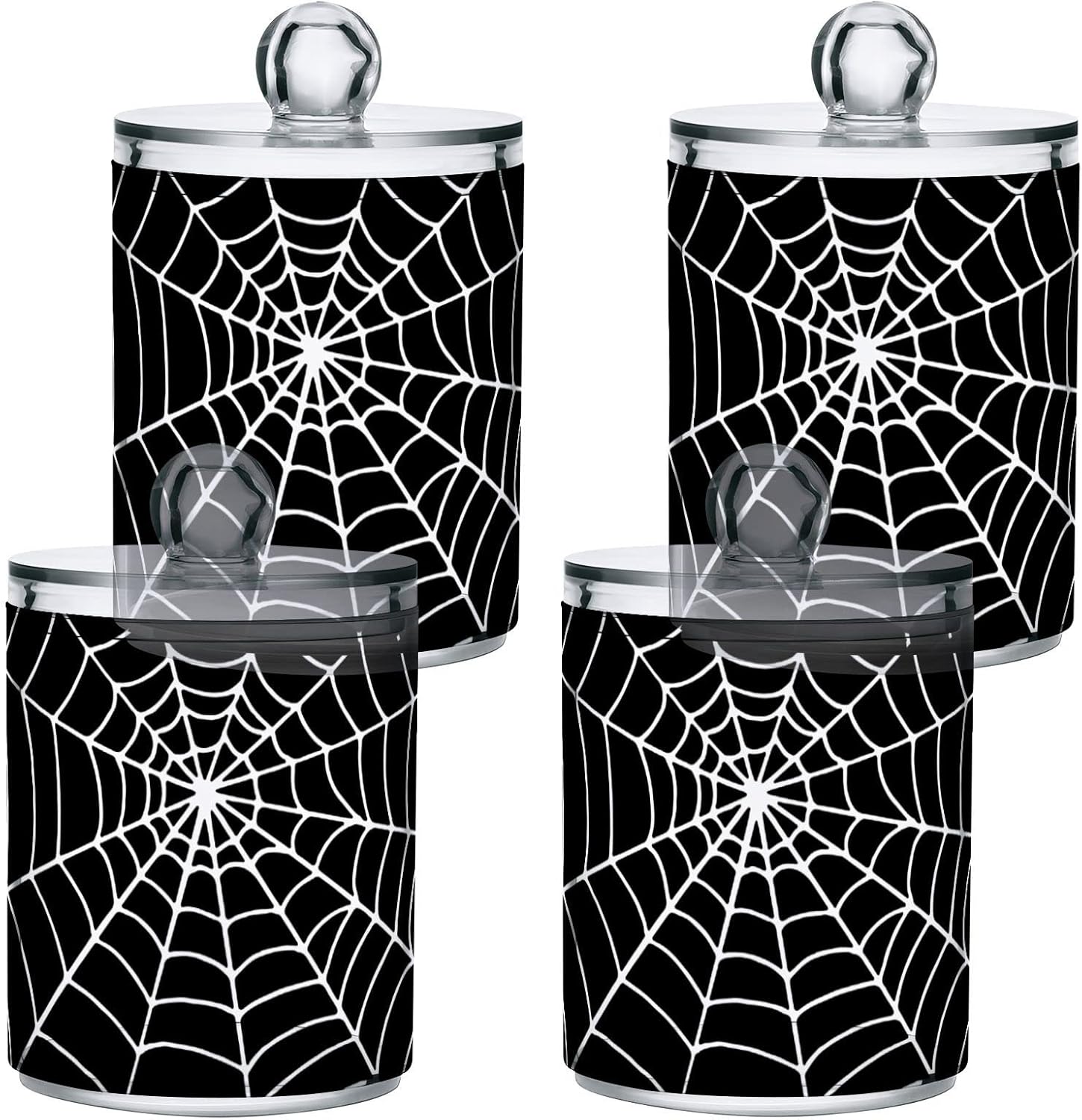 Juego de 2 tarros de boticario de plástico transparente para hisopo de algodón, hisopo de algodón, almohadilla, hilo dental, dispensadores de