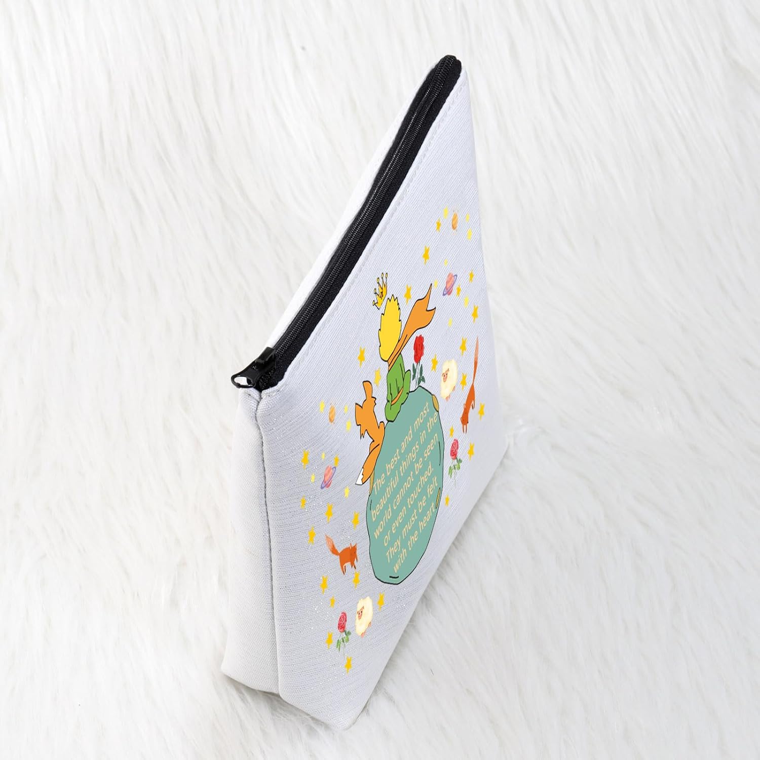 CMNIM Bolsa de maquillaje de Principe Principito para regalar a los amantes de los libros, bolsa de cosméticos, bolsa de viaje con cremallera,