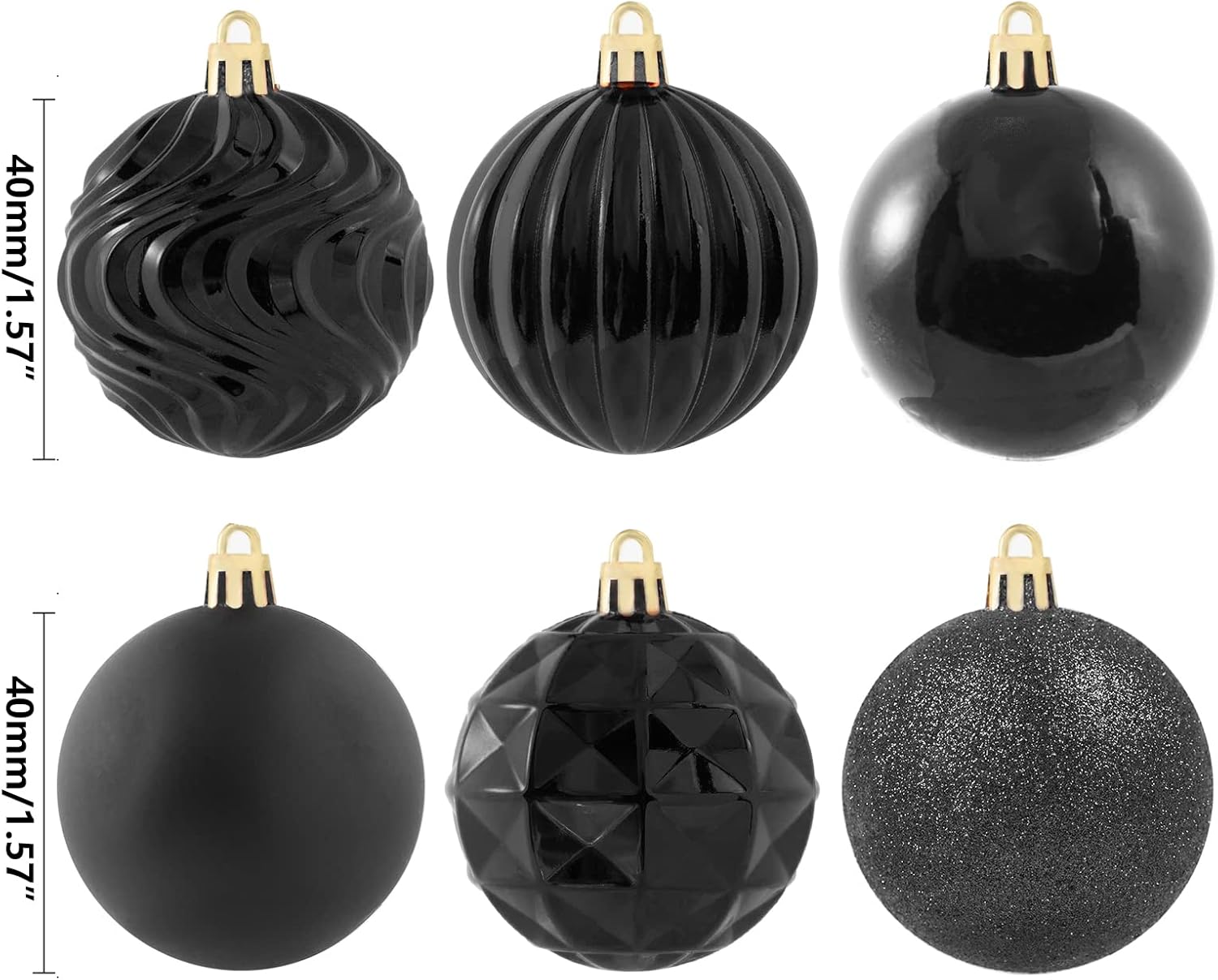 Blivalley – Adornos de bola de Navidad de 40mm, 34unidades, irrompibles, para árbol de Navidad, vacaciones, boda, fiesta, juego de bolas de Navidad