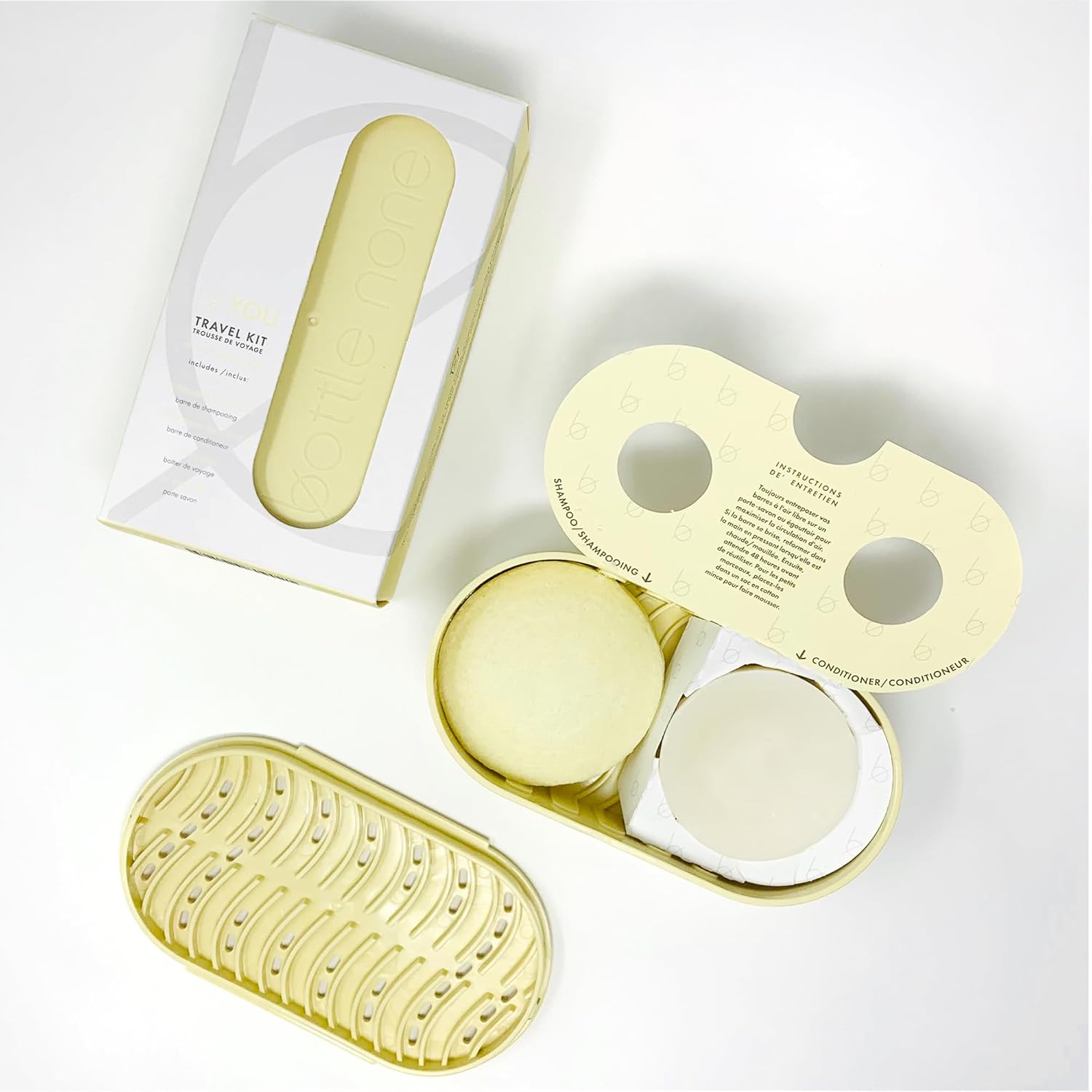 BOTTLE NONE  be YOU Travel Set incluye barras de champú y acondicionador Be You para todo tipo de cabello con jabonera de viaje  PH equilibradogrado