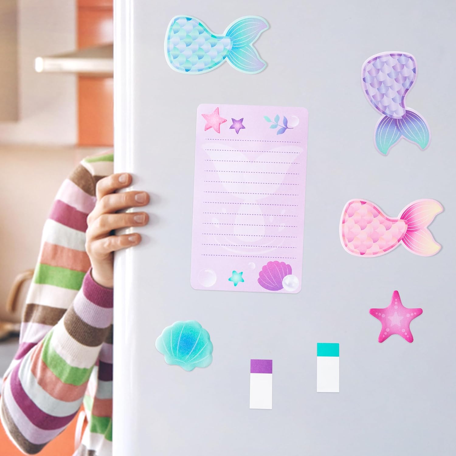 B1ykin I Just Really Like Mermaids – Juego de notas adhesivas, 550 hojas de notas autoadhesivas de sirena, pestañas autoadhesivas de separación de