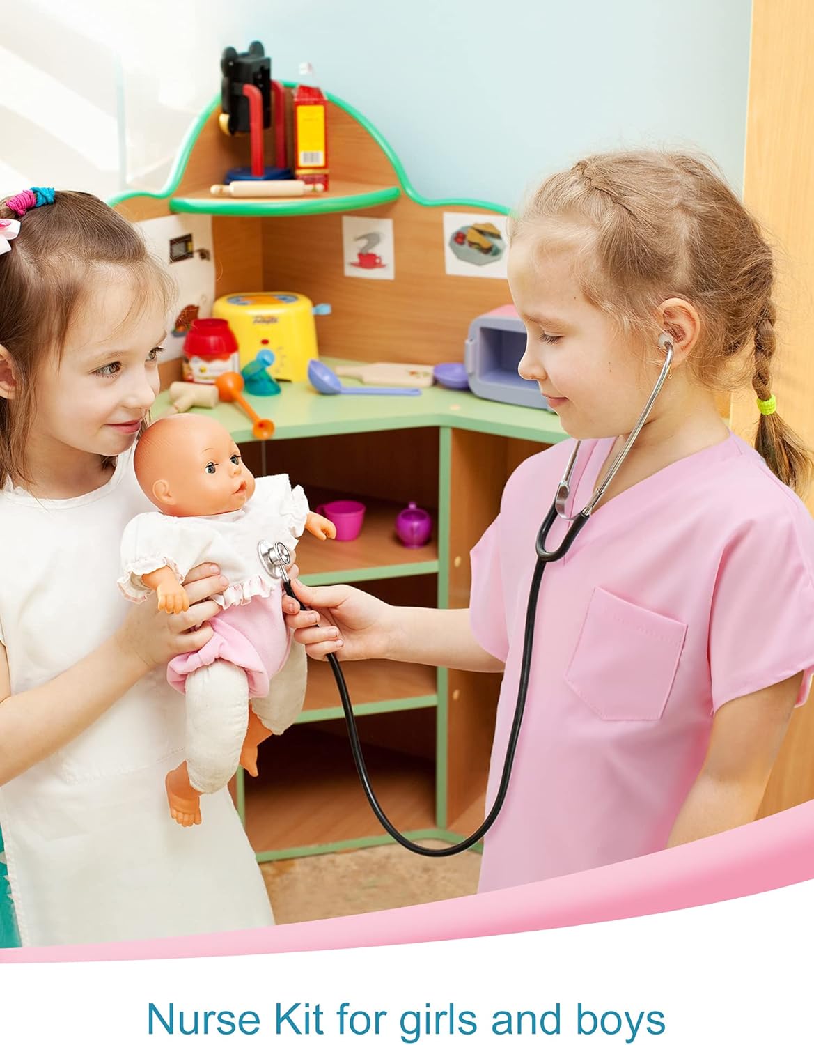 Zhanmai Conjunto de uniforme médico, disfraz de juego de simulación con juguete de juego de rol para Halloween