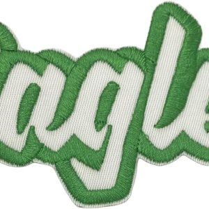 (2 x 4 pulgadas) Eagles, espíritu de equipo, bordado, parche para planchar (sarga blancacontorno verde) (2 x 4 pulgadas) Eagles, espíritu de equipo, bordado, parche para planchar (sarga blancacontorno verde)