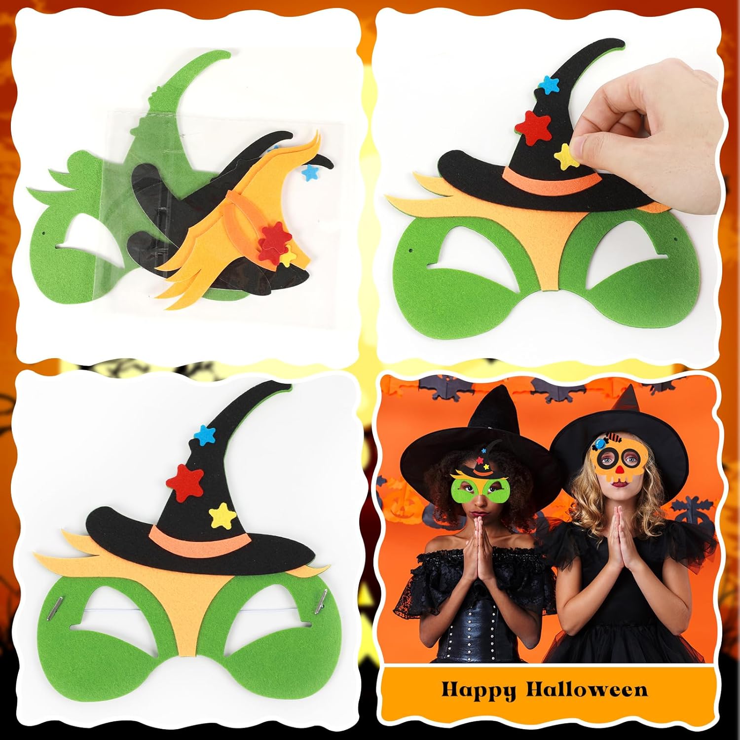 Qyeahkj Paquete de 16 máscaras de fieltro de monstruo de Halloween para niños, manualidades de espuma de monstruo para niños de 3 a 5, 4 a 8, 8 a 10
