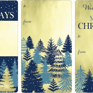 Etiquetas de regalo de Navidad azules y doradas, 75 unidades, etiquetas de papel de aluminio dorado para envolver regalo Etiquetas de regalo de Navidad azules y doradas, 75 unidades, etiquetas de papel de aluminio dorado para envolver regalo