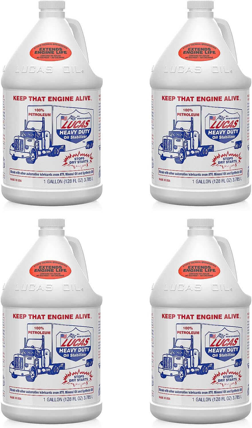 Lucas Oil 10002 Pure Petroleum Heavy Duty Estabilizador de aceite multiusos 1 galón 4 paquetes