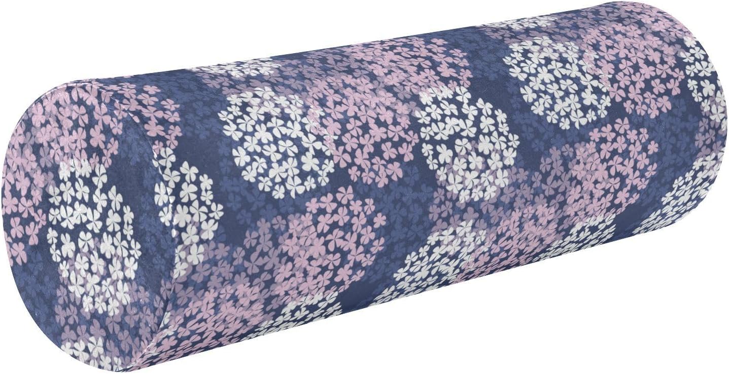 FRODOTGV Almohadas redondas de hortensias violetas de lujo, para cama, almohada de cuello firme, fundas de almohada redondas, memoria cilíndrica