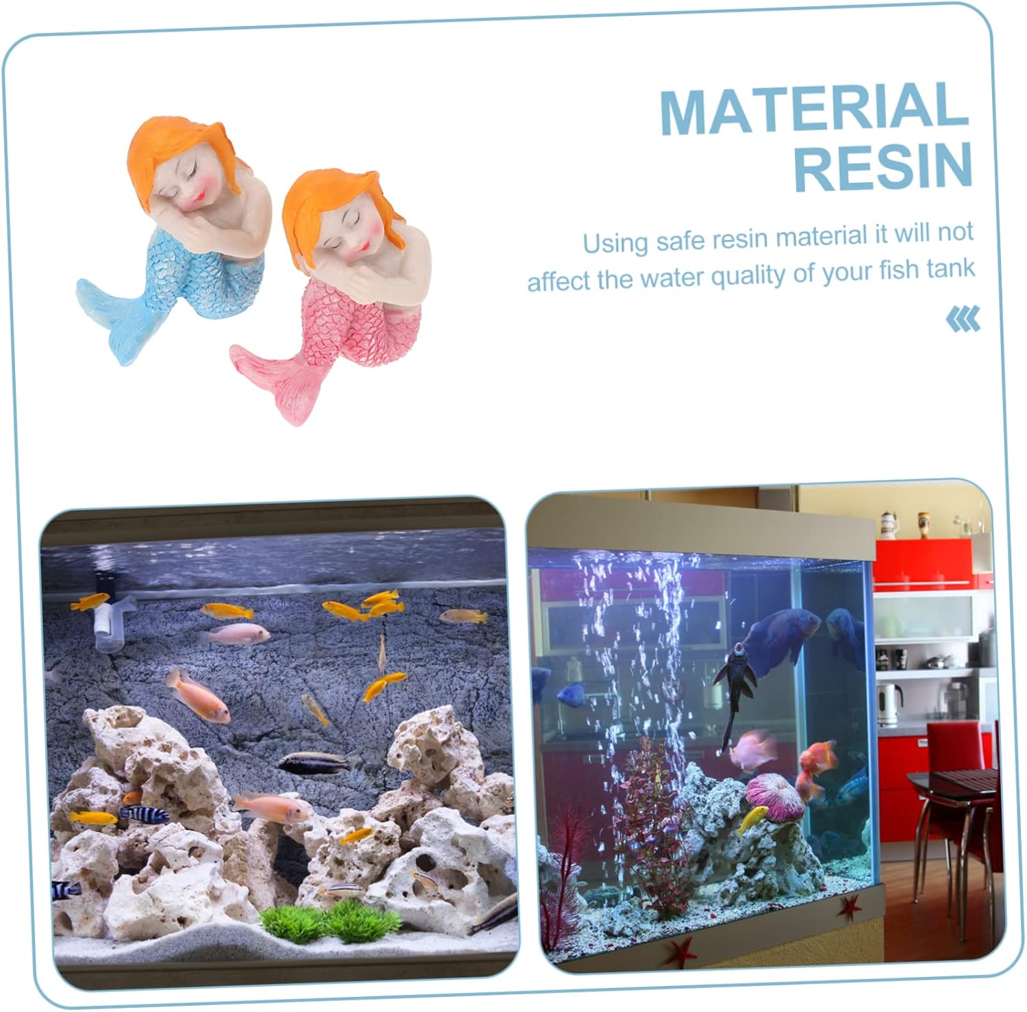 DECHOUS Mini muñecas de bebé, decoración de césped, 2 piezas de sirena, manualidades, resina, sala de juguetes, escritorio, estatua de sirena,