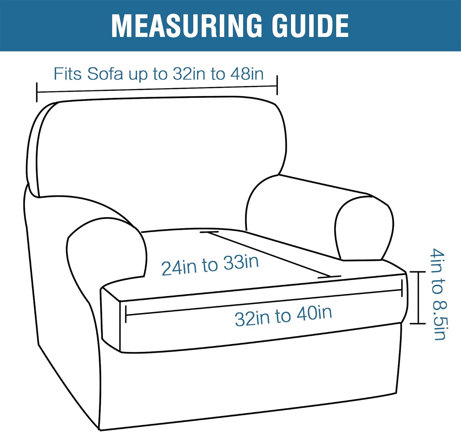 H.VERSAILTEX Funda para sofá de 2 piezas, fundas para sillón con cojines en forma de T para sillón con cojines en forma de T, antideslizante,