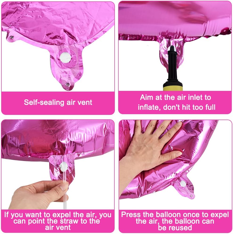 TONIFUL Globos grandes de 40 pulgadas con letras E de color rosa rojo intenso, globos grandes del alfabeto rosa intenso, globos grandes de Mylar