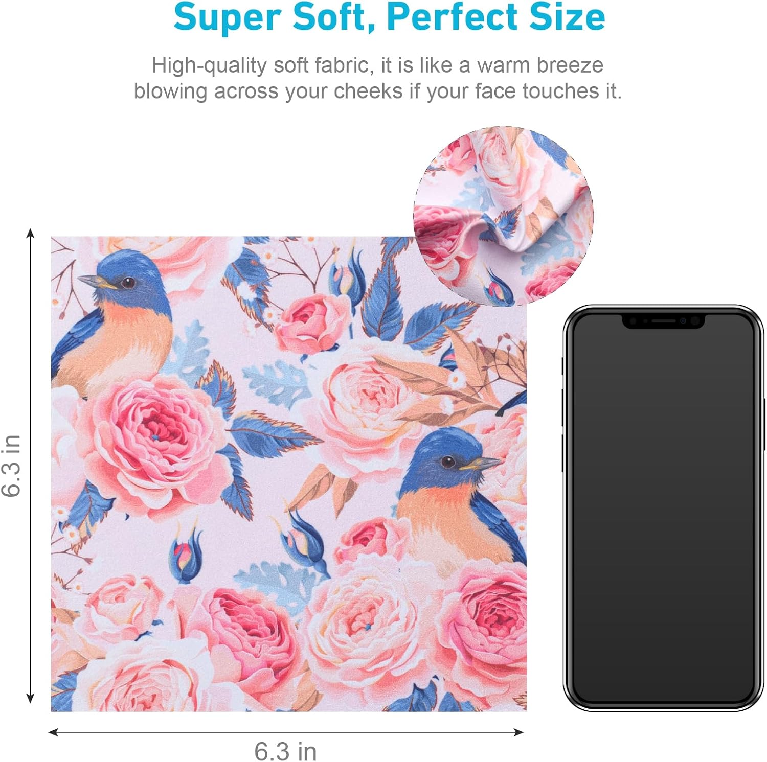 SUNEZLGO 12 paños de limpieza de microfibra, paño de limpieza grueso para lentes, diseño de flores, toallitas limpiadoras de vidrios, paños limpios