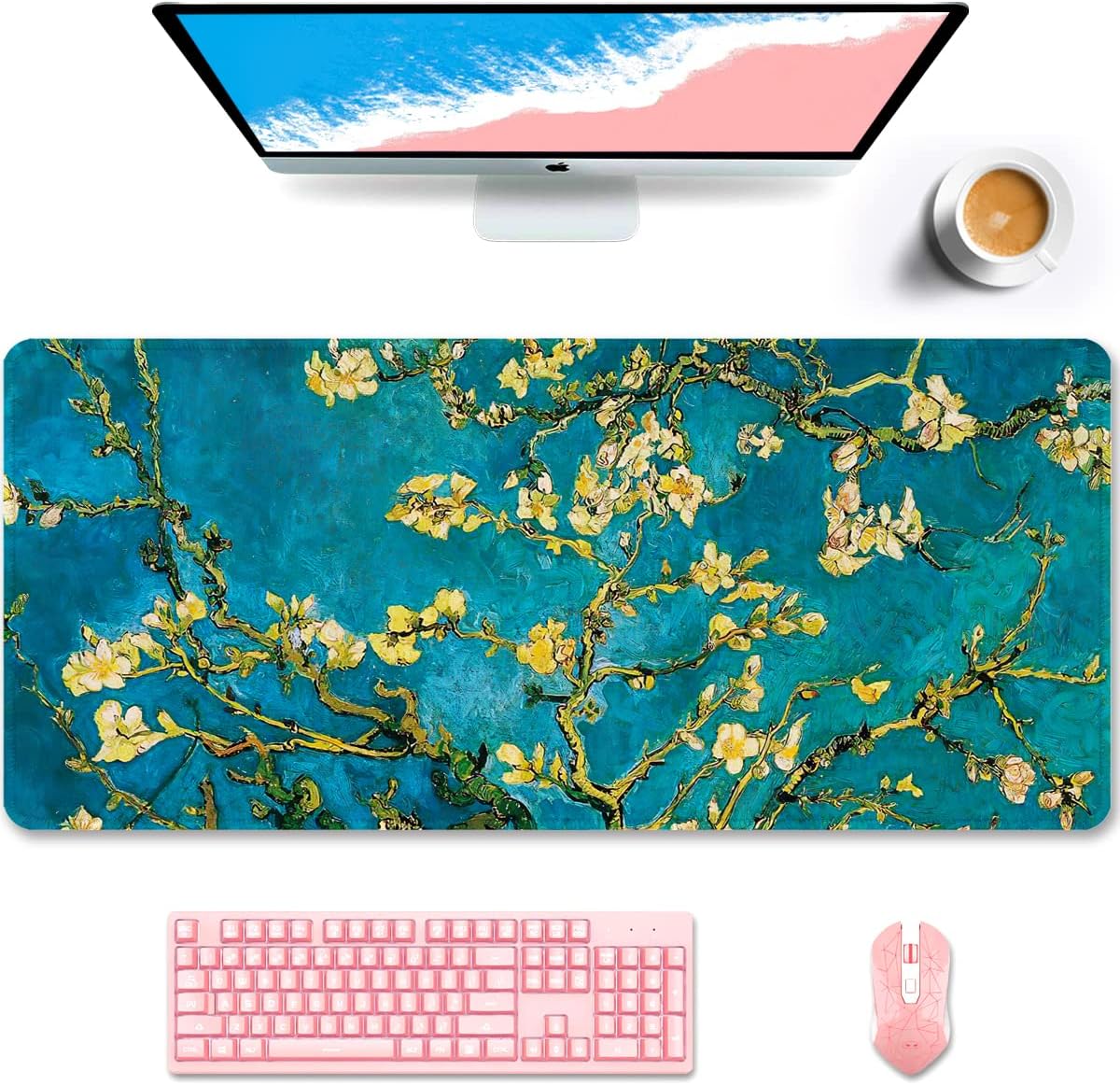 Alfombrilla de escritorio XXL grande para mouse, alfombrilla de mouse extendida para juegos, bonita alfombrilla de escritorio para mujeres,