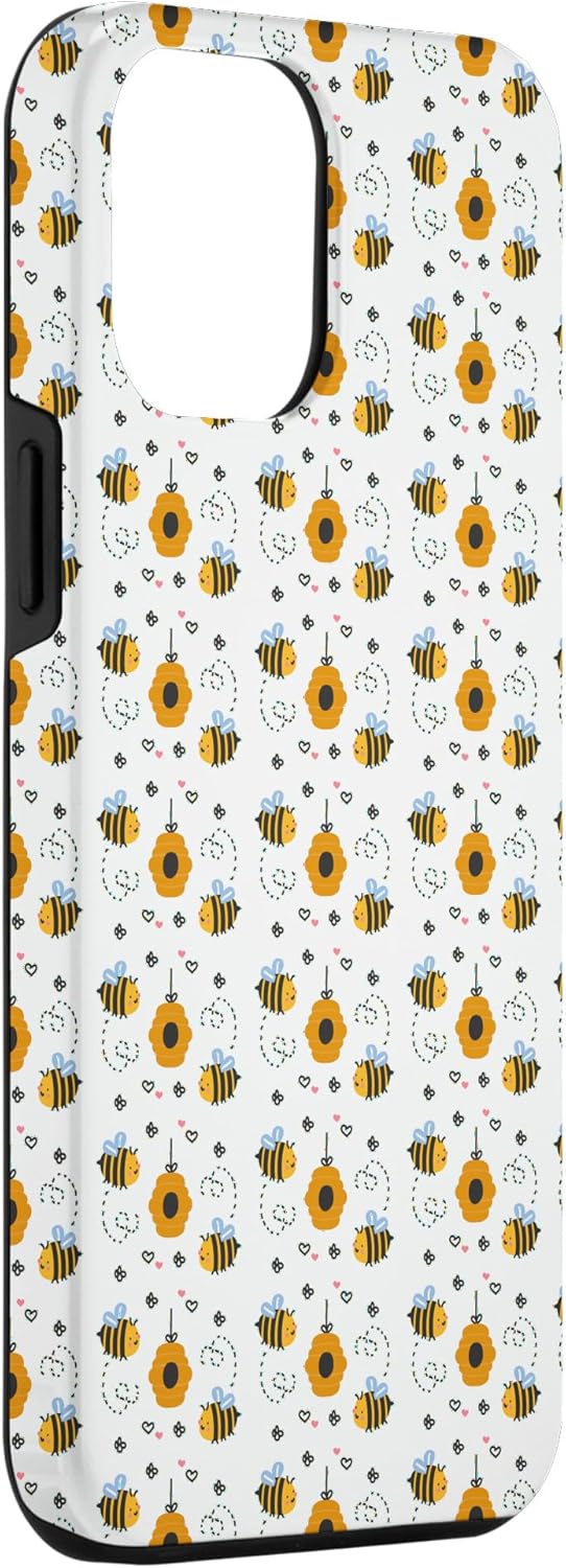 Funda para iPhone 13 Pro Max con diseño de abeja y peine de miel para mujeres y niñas