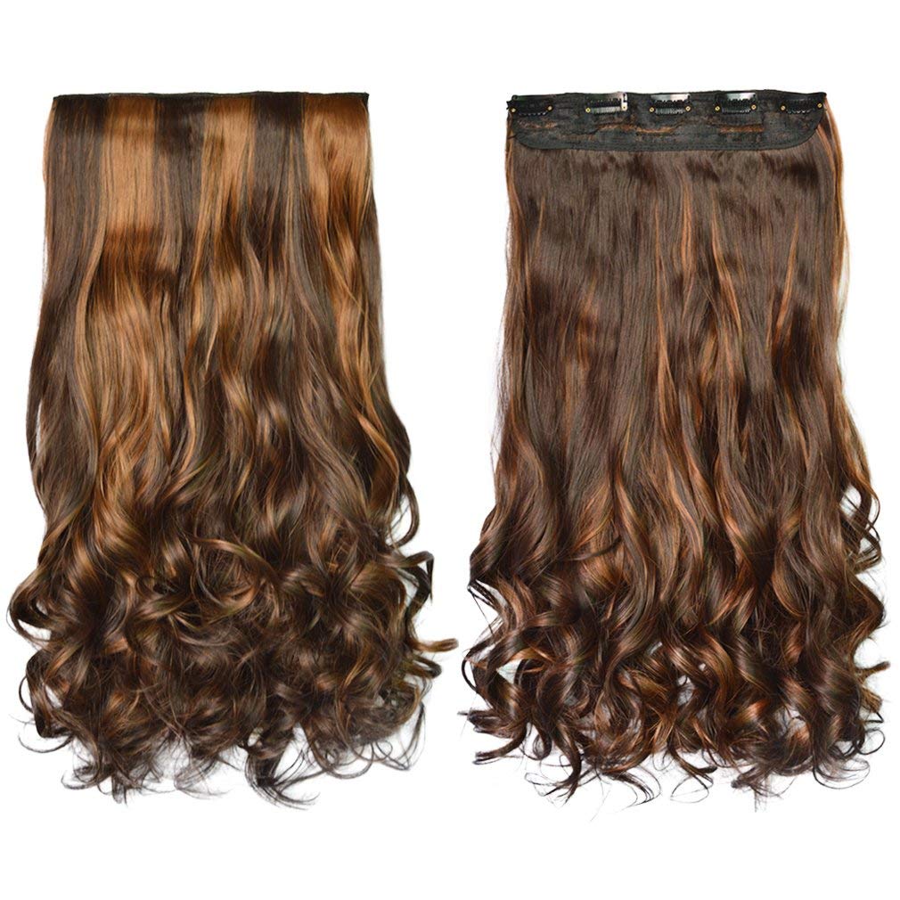 Extensiones de cabello ondulado sintético para 34 de la cabeza completa, 20 pulgadas, 5 clips de 4.6 onzas por pieza de REECHO