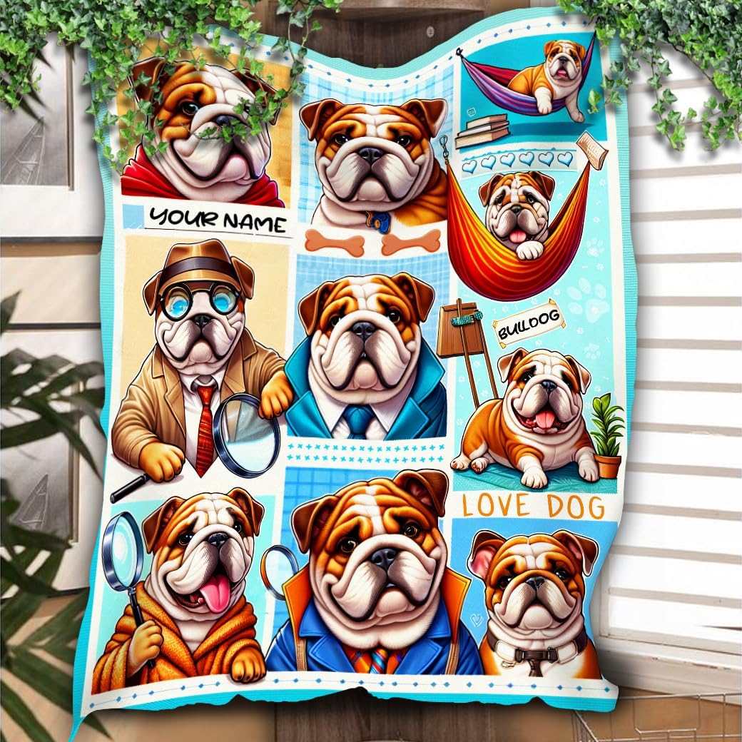 Zhamlixes Store – Manta de forro polar personalizada con diseño de perro de bulldog y perro bueno, 3 tamaños, manta de bulldog francés (Bulldog)