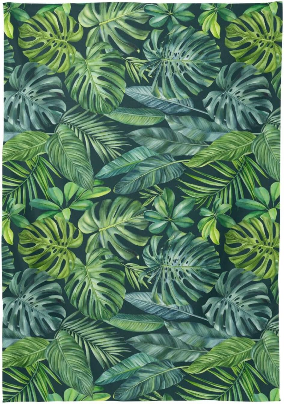 ZOEO Mantel rectangular con estampado de hojas de palmera tropical, color verde, moderno, mantel decorativo lavable para mesa de cocina, comedor,