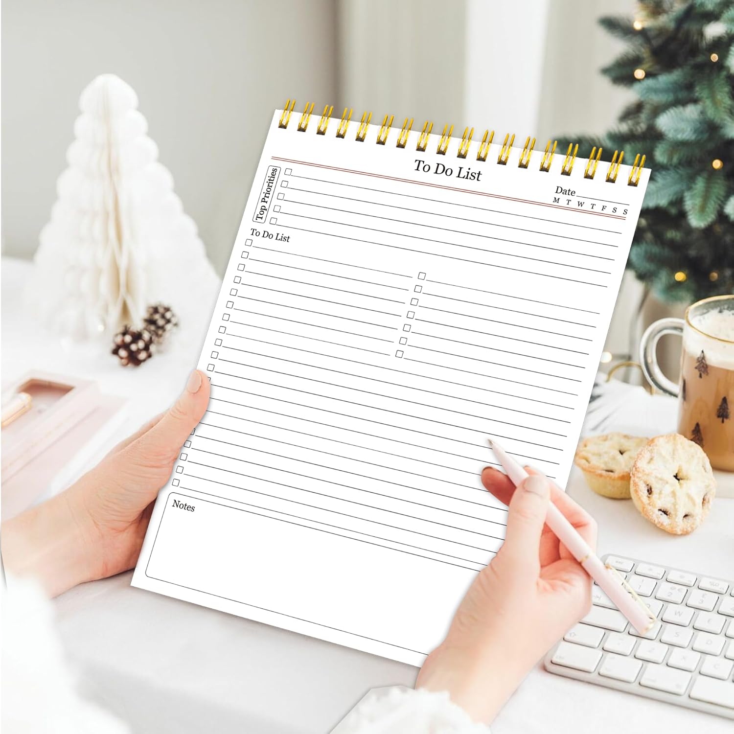 Bloc de notas de lista de tareas, planificador diario de 160 páginas, bloc de notas de doble cara de uso para hacer lista, 6.5 x 9.8 pulgadas,