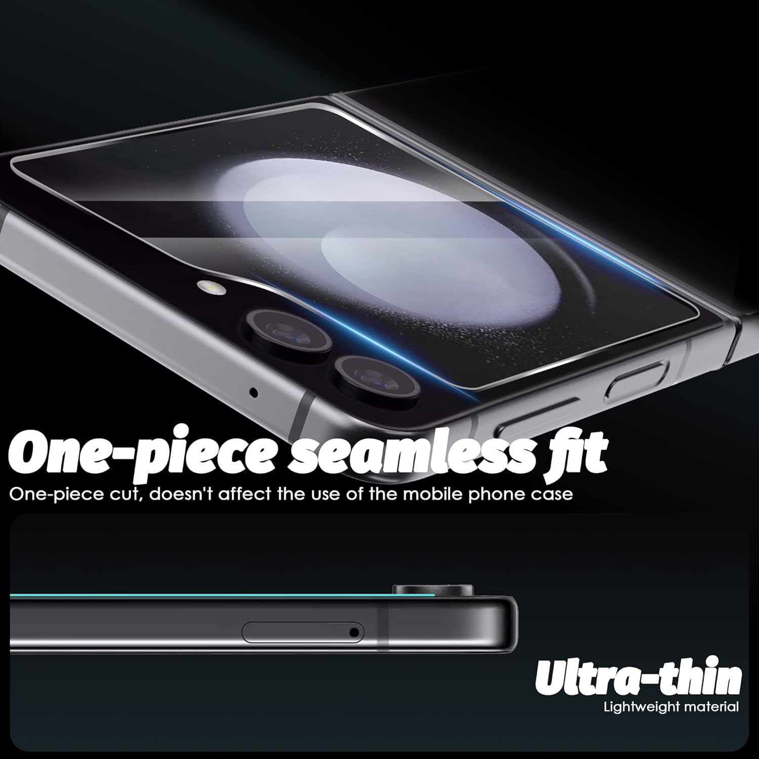 Orzero Paquete de 3 protectores de pantalla de vidrio templado compatibles con Samsung Galaxy Z Flip 5 5G (solo para pantalla trasera), bordes de