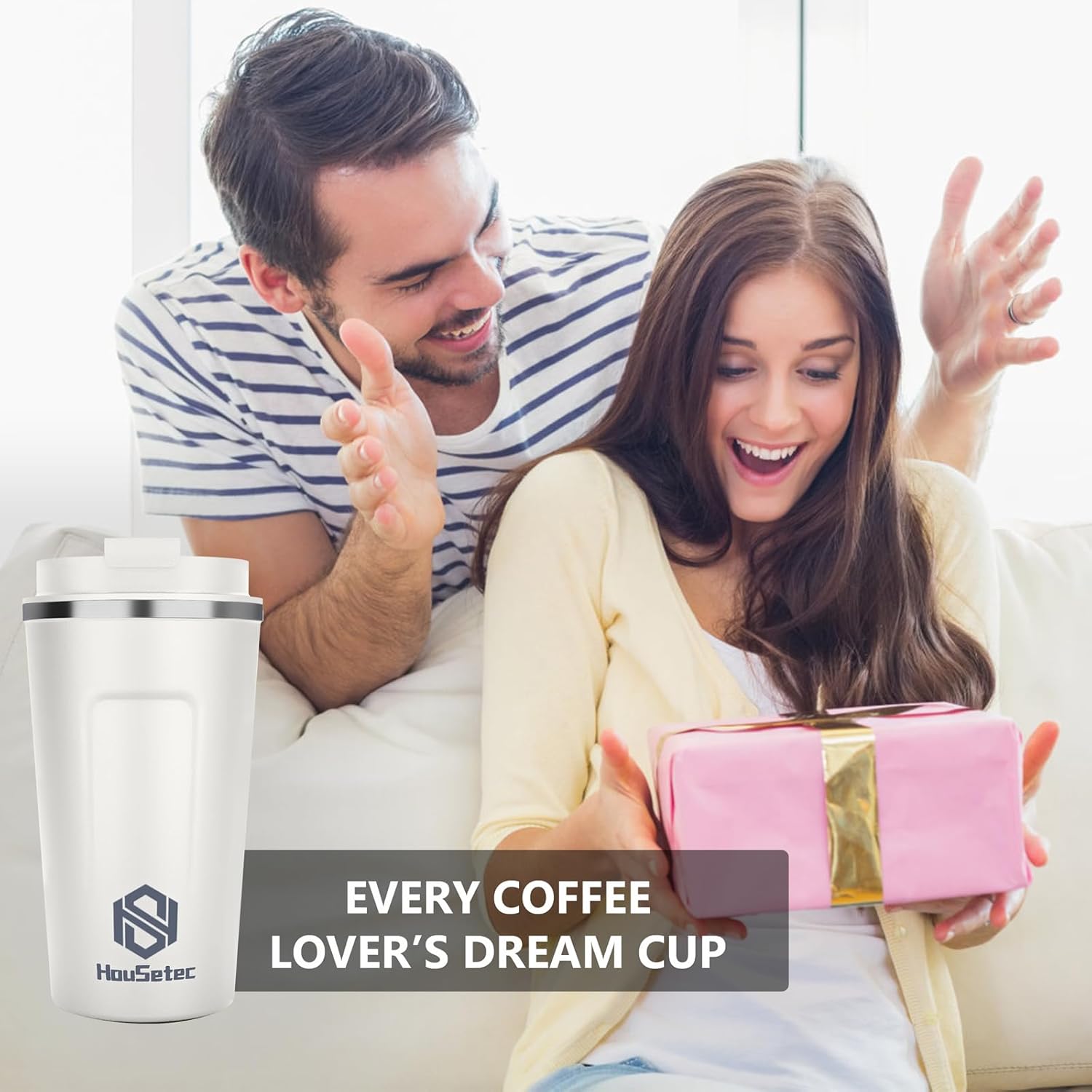 Elayce Taza de café, vasos de café con popotes y cepillos para pajillas, taza de café de viaje con tapas a prueba de fugas para mantener el agua
