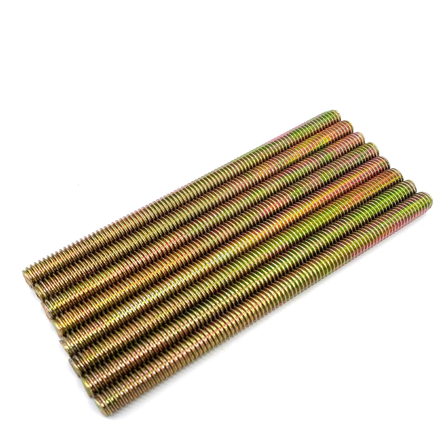 8 piezas de color zinc completamente roscado varilla de acero al carbono tornillo de rosca larga 516×5 “para muebles de jardín barandilla montaje