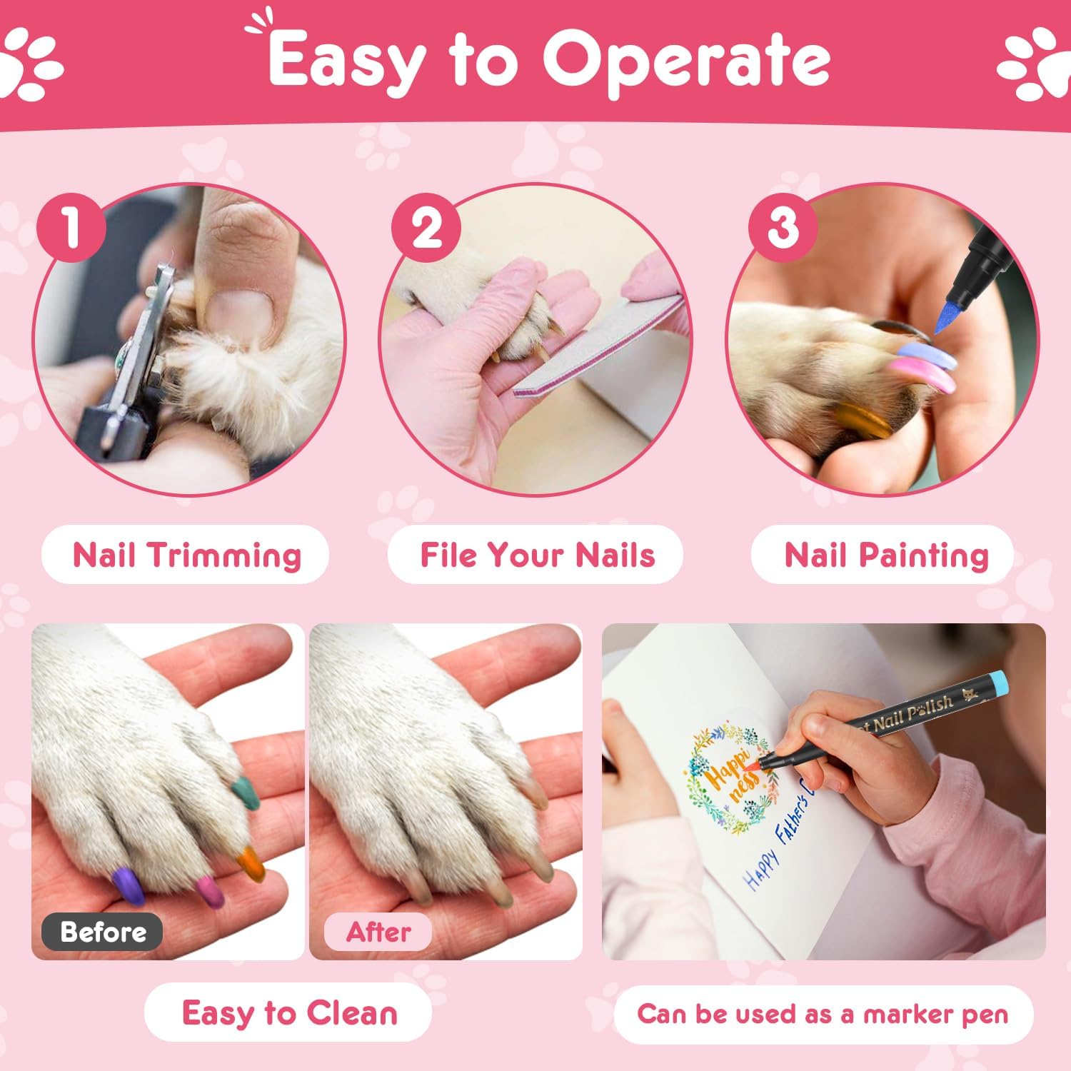 Bolígrafos de esmalte de uñas para perros, de secado rápido, juego de esmaltes de uñas de 15 colores para perros para hacer tú mismo con estilo arte