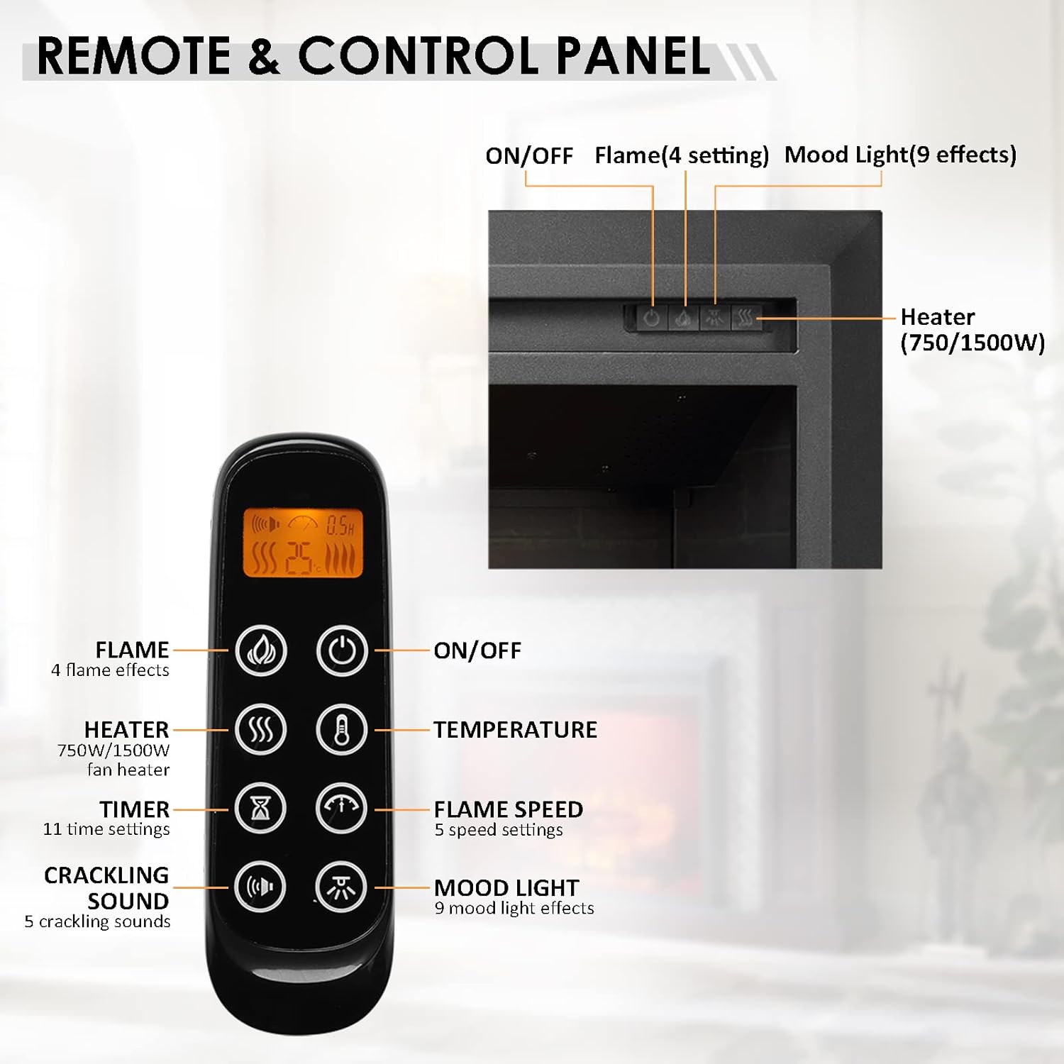 LegendFlame Hailey – Chimenea eléctrica con mantel envolvente de 57 pulgadas e inserto Carl de 30 pulgadas, roble espresso con acabado de ladrillo