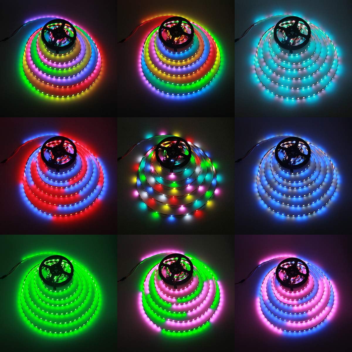 ALITOVE Tira de luz LED direccionable individualmente de 16.4 ft, WS2812B, 16.4 pies, 300 SMD 5050 RGB, color de ensueño, luz LED de píxeles, no