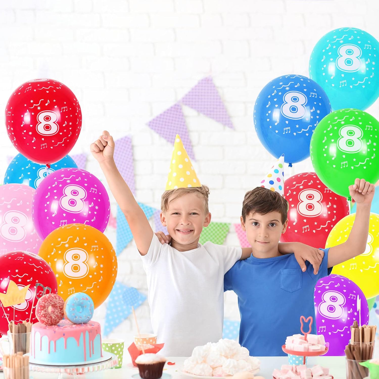 Globos de 1er cumpleaños, 24 globos de látex arcoíris de 12 pulgadas de colores surtidos, globos número 1, globos de dígitos, globos de fiesta para
