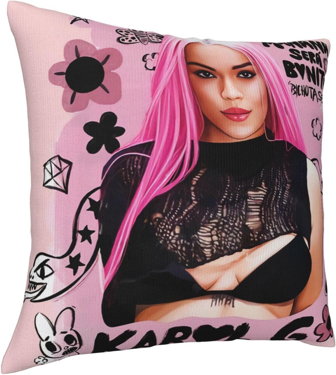 Karol Singer G – Funda de almohada decorativa de 18 x 18 pulgadas, funda cuadrada para sala de estar, dormitorio, sofá, coches