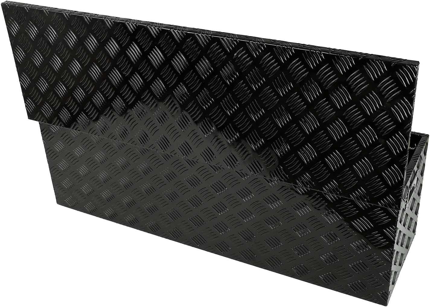 BLACKHORSE-RACING Caja de herramientas de aluminio resistente de 48 x 15 x 15 pulgadas, caja de herramientas de almacenamiento para remolque,