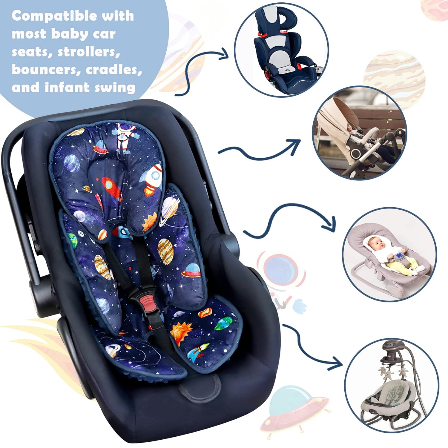 Soporte de cuerpo de cabeza de asiento de coche para bebé, Funda de asiento de coche para niño, Inserto de asiento de coche infantil, Cozy Sun &
