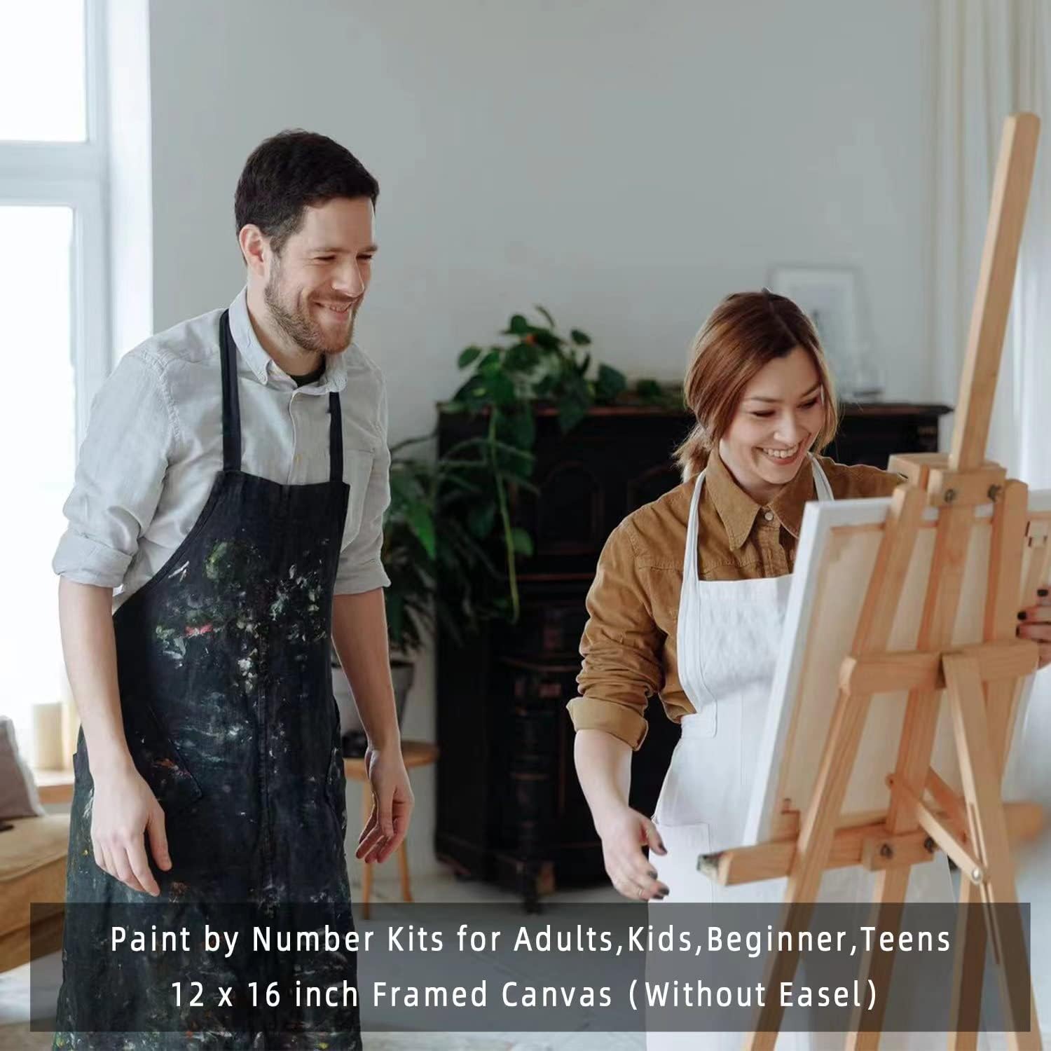 ifymei Pintura por números para niños y adultos principiantes, kits de pintura en lienzo de regalo de bricolaje con marco, dinosaurios coloridos de