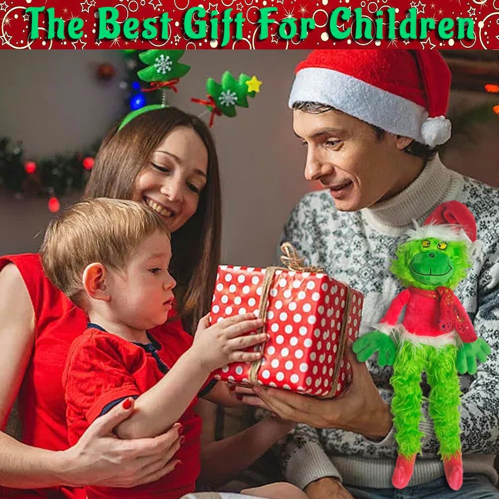 DONGYING Grinchmas (30 pulgadas) Decoración de Navidad Almohada de Navidad Muñeca de monstruo verde Muñeco de peluche adecuado para árbol de Navidad