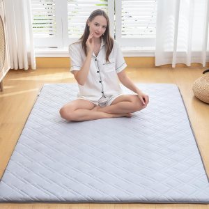 CHERRYLUX Colchón de futón japonés tamaño matrimonial de 54 x 80 pulgadas, plegable y portátil, tumbona y cama compartida (gris plateado) CHERRYLUX Colchón de futón japonés tamaño matrimonial de 54 x 80 pulgadas, plegable y portátil, tumbona y cama compartida (gris plateado)