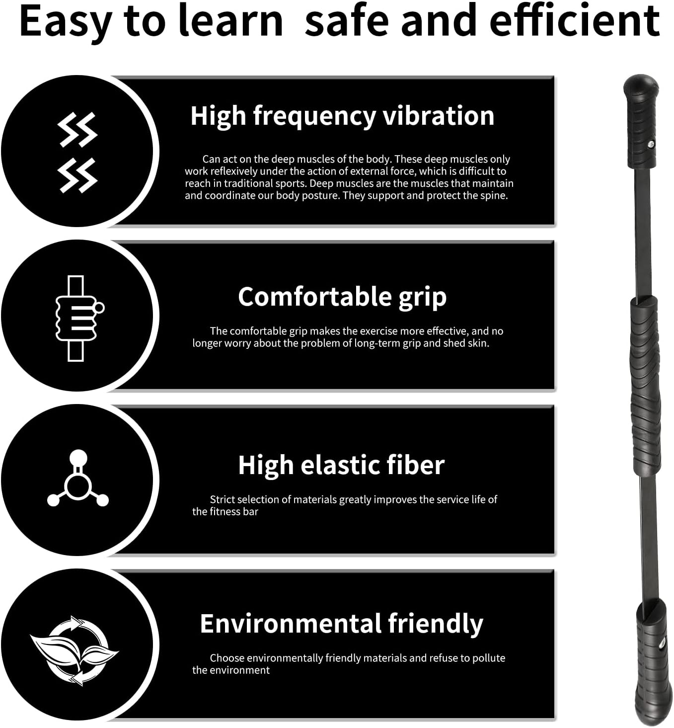Barra elástica de fitness para entrenamiento de fuerza muscular, equipo de fitness, barra de brazo adecuada para tu entrenamiento en casa