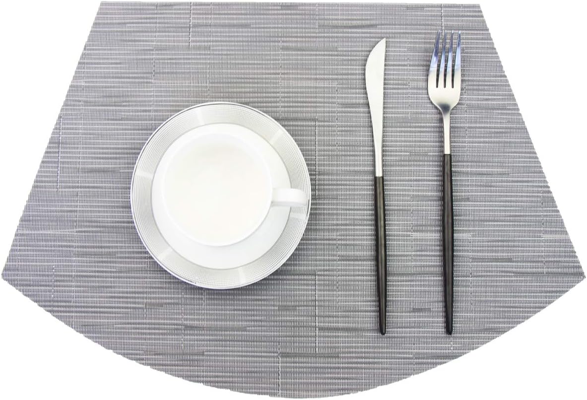pigchcy Juego de 4 manteles individuales en forma de cuña para mesa de comedor, tejido cruzado, lavables, resistentes al calor, manteles