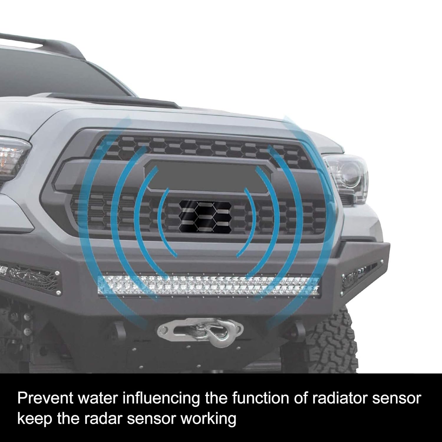 Qiilu Cubierta del sensor de radar de embellecimiento de la parrilla delantera, cubierta del sensor de radar 5314135060 para Tacoma TRD PRO 20182019
