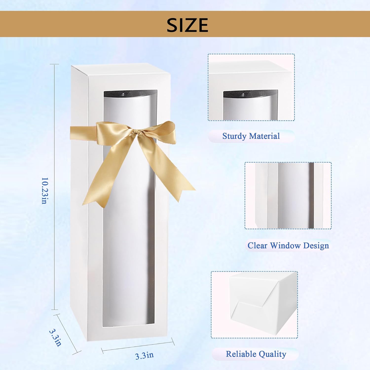 JMScape 24 cajas de regalo para vasos de sublimación, caja de regalo transparente con cinta, cajas de exposición con ventana para vasos de